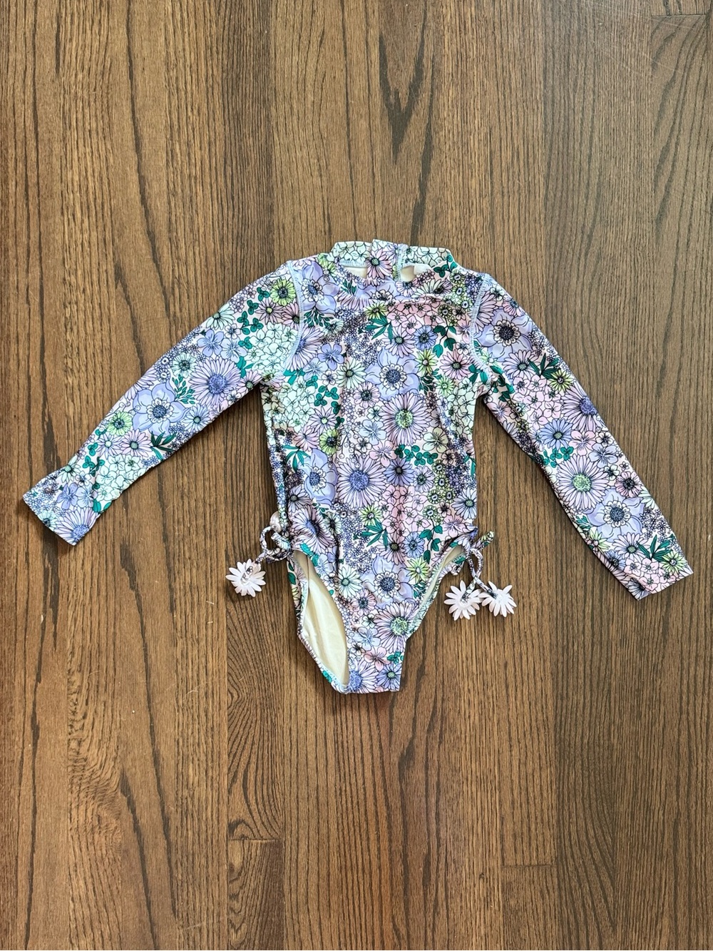 Shade Critters Kids Floral Long-Sleeve One-Piece Swimsuit